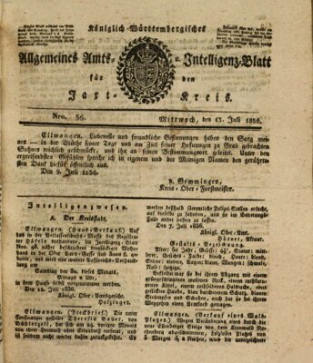 Allgemeines Amts- und Intelligenz-Blatt für den Jaxt-Kreis Mittwoch 13. Juli 1836