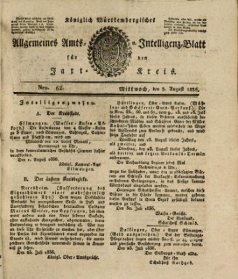 Allgemeines Amts- und Intelligenz-Blatt für den Jaxt-Kreis Mittwoch 3. August 1836