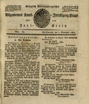 Allgemeines Amts- und Intelligenz-Blatt für den Jaxt-Kreis Mittwoch 7. September 1836