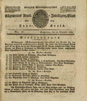 Allgemeines Amts- und Intelligenz-Blatt für den Jaxt-Kreis Samstag 24. September 1836