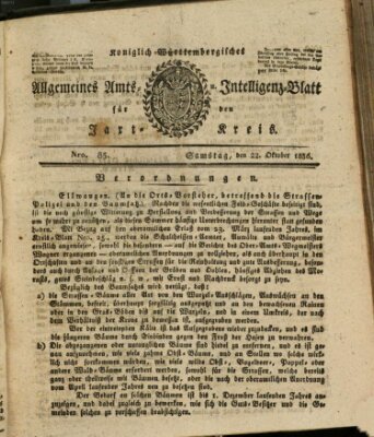 Allgemeines Amts- und Intelligenz-Blatt für den Jaxt-Kreis Samstag 22. Oktober 1836