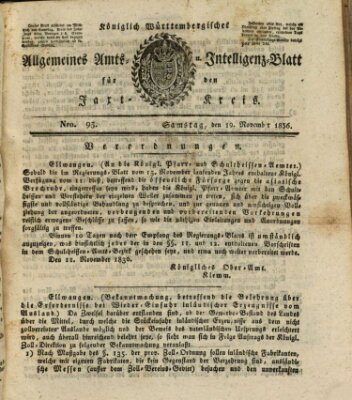 Allgemeines Amts- und Intelligenz-Blatt für den Jaxt-Kreis Samstag 19. November 1836