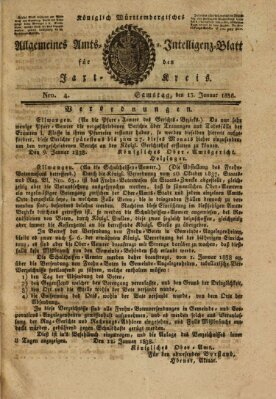 Allgemeines Amts- und Intelligenz-Blatt für den Jaxt-Kreis Samstag 13. Januar 1838