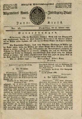 Allgemeines Amts- und Intelligenz-Blatt für den Jaxt-Kreis Samstag 24. Februar 1838