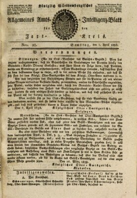 Allgemeines Amts- und Intelligenz-Blatt für den Jaxt-Kreis Samstag 7. April 1838