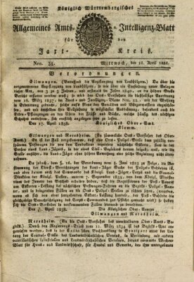 Allgemeines Amts- und Intelligenz-Blatt für den Jaxt-Kreis Mittwoch 18. April 1838