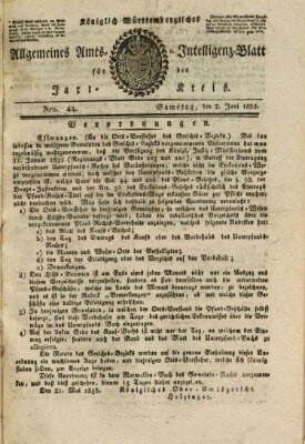 Allgemeines Amts- und Intelligenz-Blatt für den Jaxt-Kreis Samstag 2. Juni 1838