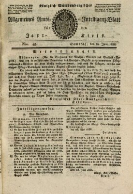 Allgemeines Amts- und Intelligenz-Blatt für den Jaxt-Kreis Samstag 16. Juni 1838