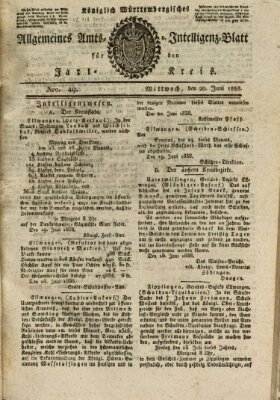 Allgemeines Amts- und Intelligenz-Blatt für den Jaxt-Kreis Mittwoch 20. Juni 1838