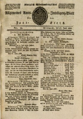 Allgemeines Amts- und Intelligenz-Blatt für den Jaxt-Kreis Mittwoch 27. Juni 1838