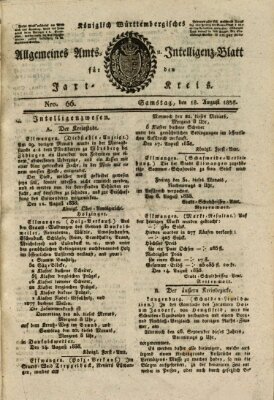 Allgemeines Amts- und Intelligenz-Blatt für den Jaxt-Kreis Samstag 18. August 1838