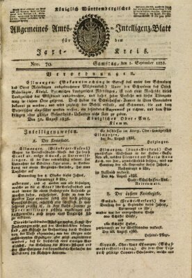 Allgemeines Amts- und Intelligenz-Blatt für den Jaxt-Kreis Samstag 1. September 1838