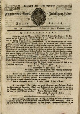 Allgemeines Amts- und Intelligenz-Blatt für den Jaxt-Kreis Mittwoch 5. September 1838