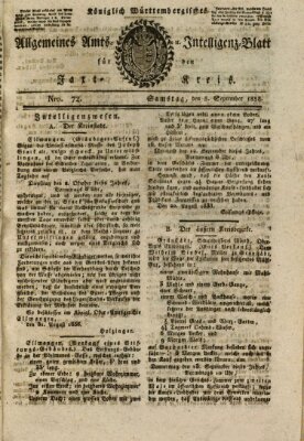 Allgemeines Amts- und Intelligenz-Blatt für den Jaxt-Kreis Samstag 8. September 1838