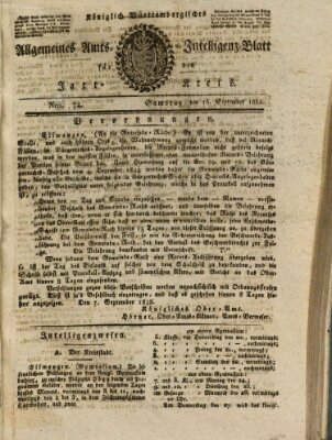 Allgemeines Amts- und Intelligenz-Blatt für den Jaxt-Kreis Samstag 15. September 1838