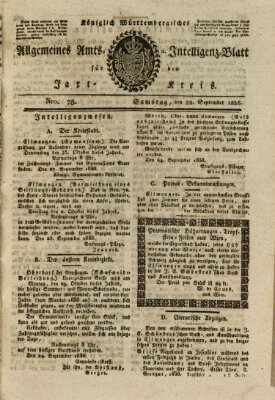 Allgemeines Amts- und Intelligenz-Blatt für den Jaxt-Kreis Samstag 29. September 1838