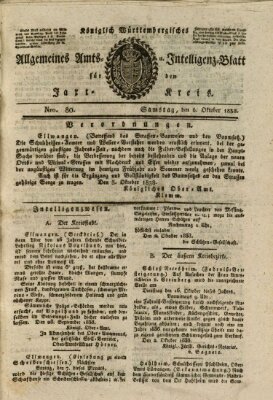 Allgemeines Amts- und Intelligenz-Blatt für den Jaxt-Kreis Samstag 6. Oktober 1838