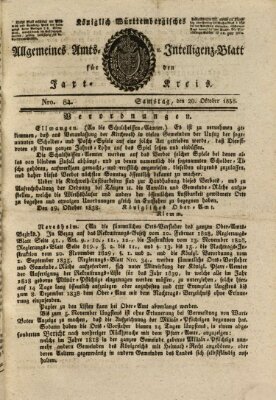 Allgemeines Amts- und Intelligenz-Blatt für den Jaxt-Kreis Samstag 20. Oktober 1838