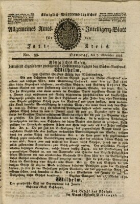 Allgemeines Amts- und Intelligenz-Blatt für den Jaxt-Kreis Samstag 3. November 1838