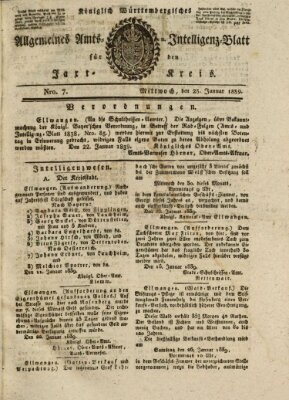 Allgemeines Amts- und Intelligenz-Blatt für den Jaxt-Kreis Mittwoch 23. Januar 1839