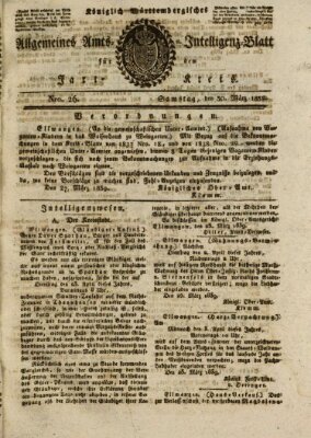 Allgemeines Amts- und Intelligenz-Blatt für den Jaxt-Kreis Samstag 30. März 1839