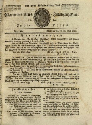 Allgemeines Amts- und Intelligenz-Blatt für den Jaxt-Kreis Mittwoch 22. Mai 1839