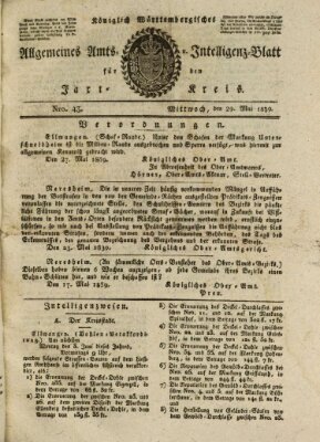 Allgemeines Amts- und Intelligenz-Blatt für den Jaxt-Kreis Mittwoch 29. Mai 1839