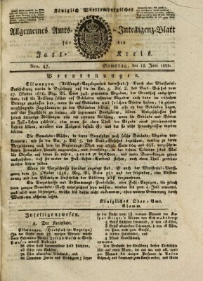 Allgemeines Amts- und Intelligenz-Blatt für den Jaxt-Kreis Mittwoch 12. Juni 1839