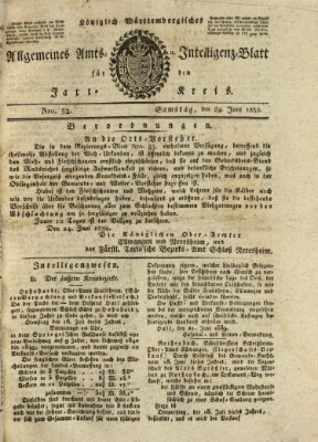 Allgemeines Amts- und Intelligenz-Blatt für den Jaxt-Kreis Samstag 29. Juni 1839