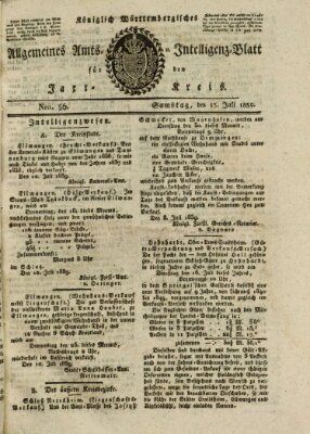 Allgemeines Amts- und Intelligenz-Blatt für den Jaxt-Kreis Samstag 13. Juli 1839