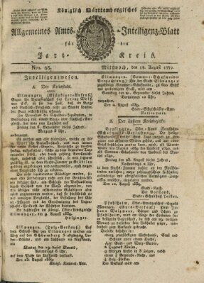 Allgemeines Amts- und Intelligenz-Blatt für den Jaxt-Kreis Mittwoch 14. August 1839