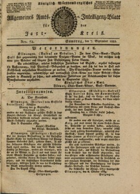 Allgemeines Amts- und Intelligenz-Blatt für den Jaxt-Kreis Samstag 7. September 1839