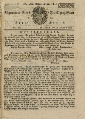 Allgemeines Amts- und Intelligenz-Blatt für den Jaxt-Kreis Mittwoch 11. Dezember 1839