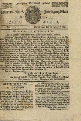 Allgemeines Amts- und Intelligenz-Blatt für den Jaxt-Kreis Samstag 14. Dezember 1839