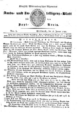 Allgemeines Amts- und Intelligenz-Blatt für den Jaxt-Kreis Mittwoch 15. Januar 1840