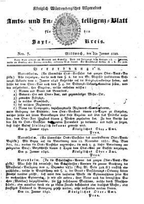 Allgemeines Amts- und Intelligenz-Blatt für den Jaxt-Kreis Mittwoch 22. Januar 1840