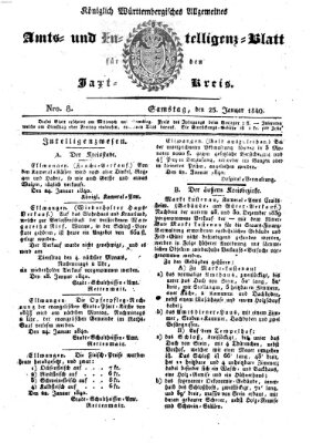 Allgemeines Amts- und Intelligenz-Blatt für den Jaxt-Kreis Samstag 25. Januar 1840