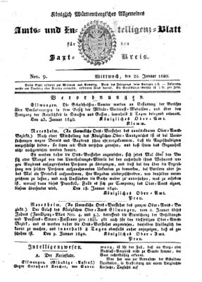 Allgemeines Amts- und Intelligenz-Blatt für den Jaxt-Kreis Mittwoch 29. Januar 1840