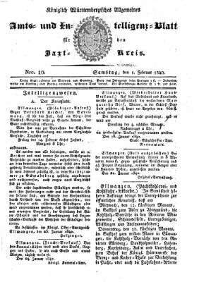 Allgemeines Amts- und Intelligenz-Blatt für den Jaxt-Kreis Samstag 1. Februar 1840