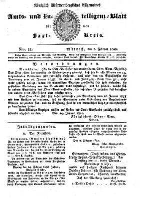 Allgemeines Amts- und Intelligenz-Blatt für den Jaxt-Kreis Mittwoch 5. Februar 1840