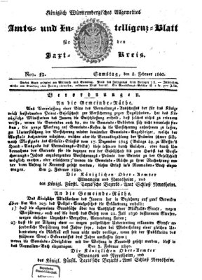 Allgemeines Amts- und Intelligenz-Blatt für den Jaxt-Kreis Samstag 8. Februar 1840