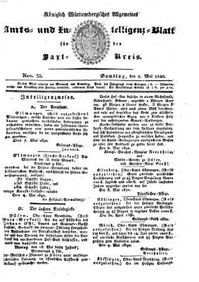 Allgemeines Amts- und Intelligenz-Blatt für den Jaxt-Kreis Samstag 9. Mai 1840