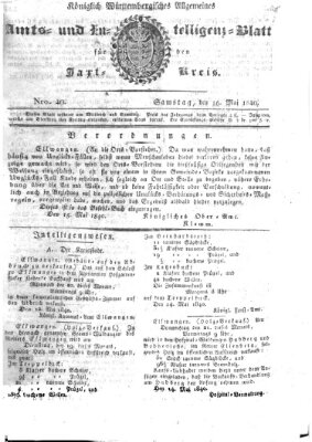 Allgemeines Amts- und Intelligenz-Blatt für den Jaxt-Kreis Samstag 16. Mai 1840