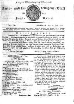 Allgemeines Amts- und Intelligenz-Blatt für den Jaxt-Kreis Mittwoch 29. Juli 1840