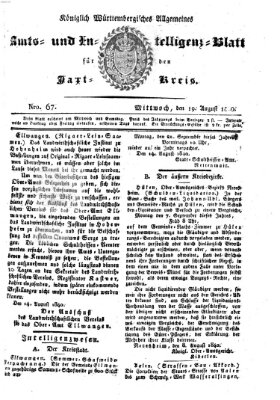 Allgemeines Amts- und Intelligenz-Blatt für den Jaxt-Kreis Mittwoch 19. August 1840