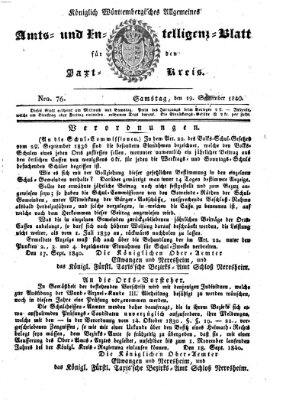 Allgemeines Amts- und Intelligenz-Blatt für den Jaxt-Kreis Samstag 19. September 1840