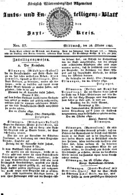 Allgemeines Amts- und Intelligenz-Blatt für den Jaxt-Kreis Mittwoch 28. Oktober 1840