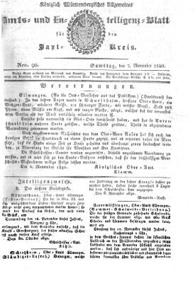 Allgemeines Amts- und Intelligenz-Blatt für den Jaxt-Kreis Samstag 7. November 1840