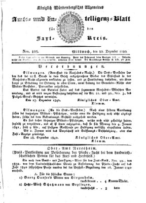 Allgemeines Amts- und Intelligenz-Blatt für den Jaxt-Kreis Mittwoch 30. Dezember 1840