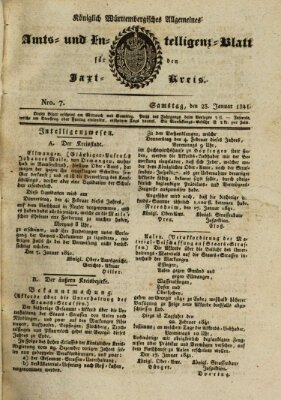 Allgemeines Amts- und Intelligenz-Blatt für den Jaxt-Kreis Samstag 23. Januar 1841